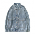 Meeste kevad-s&uuml;gis vabaaja teksajakk rev&auml;&auml;riga pikkade varrukatega klapiga taskud, &uuml;herealine mantel &uuml;hev&auml;rviline jakk M