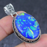 Natural Blue Triplet Opal Handmade 925 Sterling Silver Pendant 1.97 f1t63