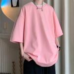 Suvised puuvillased T-s&auml;rgid Meeste Tublid vabaaja T-s&auml;rgid Meeste avarad l&uuml;hikeste varrukatega topid Moodsad valged sinine T-s&auml;rk Meeste riided, suur suurus 5XL L roosa