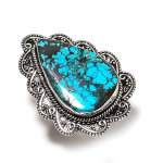 Natural Tibetan Turquoise Gemstone Handmade 925 Sterling Silver Ring Size 6 v9c13