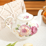Elegantne Floral Bone China teekann kulla&auml;&auml;rega | Euroopast inspireeritud mitmeotstarbeline tee ja kohvi jaoks ideaalne kingitus Pink Flower