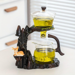 1 komplekt laiska teekomplekti magnetiline vett eraldav p&ouml;&ouml;rlev tureen k&otilde;rge boorsilikaatklaasist tee valmistamise masin Automaatne Songshan klaasist teekannu teepurgi tee