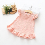 Pits Lilled Ruffle varrukas Suvine Laps T&uuml;drukute Pluusid Topid Puuvillane Vabaaja Beebi S&auml;rgid Riietus 3T roosa