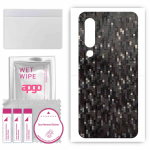 apgo Protective Skin Sticker for the back compatible with Meizu 16Xs, Wrap Film, Foil, Vinyl - Pattern Carbon Black Pixel