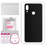 apgo Protective Skin Sticker for the back compatible with HTC Wildfire E2, Wrap Film, Foil, Vinyl - Pattern Carbon Black