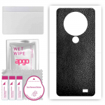 apgo Protective Skin Sticker for the back compatible with Oukitel C19 Pro, Wrap Film, Foil, Vinyl - Pattern Black Leather