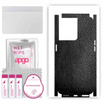 apgo Protective Skin Sticker for the back+sides compatible with Oppo Reno8, Full Wrap Film, Foil, Vinyl - Pattern Black Leather