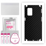 apgo Protective Skin Sticker for the back+sides compatible with Realme Narzo 30 5G, Full Wrap Film, Foil, Vinyl - Pattern Carbon Black