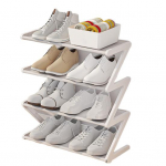 4 tasandit jalatsite hoiustamisriiul, lihtne paigaldada, stabiilne, vaba seisev, suure mahutavusega Z-kujuline kodu &uuml;hiselamu sissep&auml;&auml;s kingariiul S valge