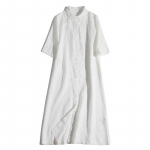 Suvekleit Elegantne L&uuml;hikeste Varrukatega Kleidid Naistele Vintage puuvillane Vestido O-kaelusega n&ouml;&ouml;p A-line t&ouml;&ouml; p&auml;ikesekleit, hommikumantel S tumesinine v&auml;rv