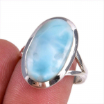 Natural Republic Larimar Gemstone 925 Tahke Sterling H&otilde;bedast Kingitus S&otilde;rmus S.8 a8F36
