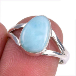 Natural Republic Larimar Gemstone 925 Tahke Sterling H&otilde;be Kingitus S&otilde;rmus S.8 G2A28