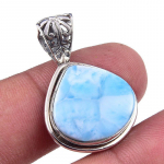Natural Republic Larimar 925 Prooviga Sterling H&otilde;bedast Ehted Ripats 1,25'' W9d44