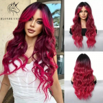 BLONDE UNICORN Kuldsed mustad punased s&uuml;nteetilised parukad Pikad lainelised parukad tukkidega Igap&auml;evane Cosplay Party kasutamine Kuumakindlast kiust naistele