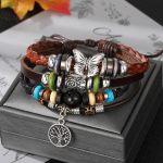 Vintage Boho etnilise stiiliga nahast kootud kihilised k&auml;ev&otilde;rud Statement ehted naistele meestele