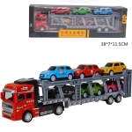 1/50 skaalaga valatud metallist m&auml;nguautode poolveoauto 6 tk miniautodega, sulamist m&auml;nguautode m&auml;ngukomplektid lastele poistele j&otilde;ulus&uuml;nnip&auml;evakingitus 1/50-Size:32.2*9*4.5cm punane