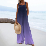 Naiste kombinesoonid vabaajaprinteriga laia jalaga kombinesoonid, rinnahoidjaga varrukateta rihmad, taskutega r&otilde;ivad L kohv