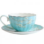 Sinise portselanist tassi ja alustassi komplekt Bone China teetassi kohvitassi ploomi muster