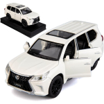 1/32 m&otilde;&otilde;tmetega Lexus LX570 maastikuauto luksusliku linnamaasturi mudelautoga, tsingisulamist tagasit&otilde;mmatav heli ja valgusega m&auml;nguauto lastele poisile t&uuml;drukule kingitus 1/32-Size:16*7*6cm valge