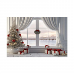 Siseaknalaud talvine lumestseen Lapsed pildistavad taustariie Tausta seinakaunistus fotoriie 150*100cm