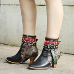 Naiste Segav&auml;rvilised Naiste Retro etnilises stiilis vabaajajalatsid Pehmed naiste lapilised jalatsid 36 must