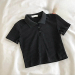 Y2K Euroopa ja Ameerika polokraega l&uuml;hikeste varrukatega naiste suvine l&uuml;hike stiil slim fit ja salendav poolvarrukatega topp One Size must