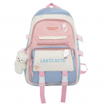 Moodne Kawaii koolikott teismelistele, veekindel nailonist t&uuml;drukute kott, armas naiste s&uuml;learvuti seljakott reisikott, must roosa raamatukott