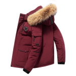 Meeste talve sulejope, 90% valge pardi suleparka mantel Keskmise pikkusega karusnahast krae Isane paks lumine mantel -30 kraadi soojas hoidmine M punane