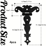 4 t&uuml;kki T-liigendiga raskete hingedega riistvara Vintage mustad dekoratiivsed hinged kruvidega aida ustele 4pcs must