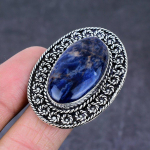 Sodalite Gemstone Handmade 925 Sterling Silver Gift Jewelry Ring Size 10 c1e44