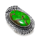 Copper Green Turquoise 925 Sterling Silver Jewelry Gift Ring Size 7.5 m6n14