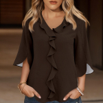 3/4 varrukatega s&auml;rgid naistele Armsad topid Graafilised t-s&auml;rgid Pluusid Suures suuruses vabaaja lihtsad topid Pullover S kohv