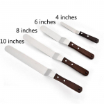 Koogilabidas puidust k&auml;epide 1 tk K&ouml;&ouml;gis kondiitritooted kreem nuga V&otilde;i roostevaba teras 4/6/8/10 tolli siledam koogi kaunistamise t&ouml;&ouml;riistad tarvikud 4 inches Bend