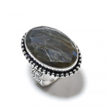 Natural Labradorite Gemstone Handmade 925 Sterling Silver Ring Size 10 k9s49