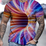 Meeste moodne 3D Illusion Graphic T-s&auml;rk l&uuml;hikeste varrukatega vabaaja pullover suviseks &otilde;ues kasutamiseks S