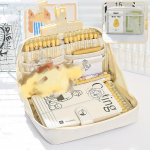 Multifunktsionaalne pliiatsikott Moodne pliiatsi&uuml;mbris 12-kihiline pliiatsi hoiukott 90-kraadise suure avanemisega kirjatarvete kott Kirjatarvete korraldaja must