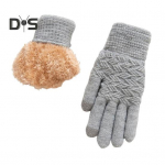 1 paar naiste talvekindaid Kahekihiline paksendatud pl&uuml;&uuml;s žakaarkootud viis s&otilde;rme Unisex libisemisvastane k&uuml;lma ilmaga s&otilde;itmine golf suusatamine uisutamine 22cm must