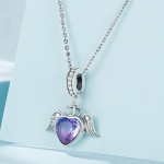 Lilla Ingli Tiivad Armastuse S&uuml;dame Tiivad Ripats Elegantne Printsess S925 Sterling H&otilde;be S&uuml;dame Ingli Tiivad Kaelakee lilla