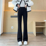 S&uuml;gis- ja talvised soojad Thicken Plus samet-flare p&uuml;ksid Talvised elegantsed naiste pantalonid, k&otilde;rge v&ouml;&ouml;kohaga soojad &otilde;hukesed pl&uuml;&uuml;sis voodriga p&uuml;ksid XXXXL must