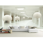 Moodne 3D abstraktne suur seinamaaling Kosmos Valge palli seinamaaling Elutuba Magamistuba Teleri taustapaber 200 cm(W) x 140 cm(H) beige