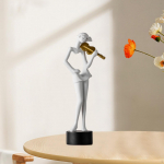 20 cm viiuli esitaja muusik kuju lauakaunistus k&auml;sit&ouml;&ouml; muusikariista m&auml;ngija miniatuur must