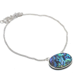 Natural Abalone Shell Gemstone 925 Sterling Silver Jewelry Necklace 18 w9o75