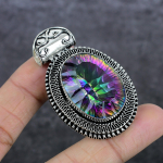 Natural Mystic Topaz Gemstone 925 Sterling Silver Jewelry Pendant 2.21 j8d11