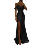 Naiste &otilde;htukleit &otilde;lgadeta V kaeluse k&uuml;ljes l&otilde;hikuga p&otilde;randapikkusega litriga ballikleit Varrukateta Slim Fit ballile m&otilde;eldud pulmapeokleit banketi maksikleit S