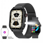 LIGE KM02 meeste k&auml;ekell v&auml;listaskulamp IP68 veekindel nutikell Meeste pulsikellad mesh belt must