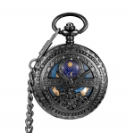 Luksuslik mehaaniline kell Vintage meeste taskukell ketiga Steampunk Skeleton v&ouml;&ouml;kohakellad meeste ripatsiga must