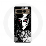 Coque Maniacase pour Google Pixel 7 Pro Sangoku Naruto Luffy one piece Dragon Ball Z fond noir et blanc, anime manga