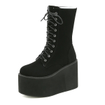 Naiste Platvormkilpkingad Ankel Chelsea Saapad K&otilde;rged Kontsad Suede Jalutuskingad Mood Gooti Gladiaatorpumbad Femme Botas 2024 35 must