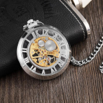 Isikup&auml;rastatud kaaneta taskukell rooma numbritega terasest hammasrattaga sulamist meeste ja naiste kell &otilde;&otilde;nes retro mehaaniline kell