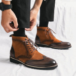 Moodne Itaalia stiilis meeste saapad Luksusbr&auml;ndi pahkluusaapad Nahast Meeste k&otilde;rged platvormsaapad kontorit&ouml;&ouml;ks Meeste Saapad Botas Hombre Invierno Bottes 6.5 must
